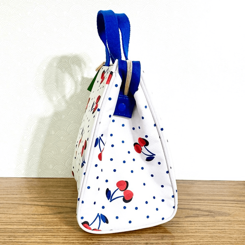 NWT Kate Spade White Blue Red Cherries Polka Dots Insulated Lunch Tote Hand Bag - Picture 10 of 12