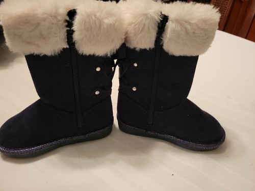 Toddler Girls Boots Size 6/7 Blue Tan Nine West Winter - Picture 9 of 12