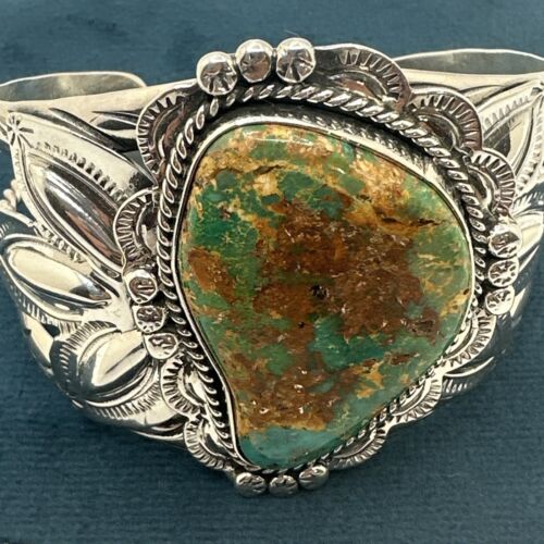 Large Sterling & Royston Turquoise Navajo Southwest Style Women’s Cuff Bracelet - Picture 4 of 16