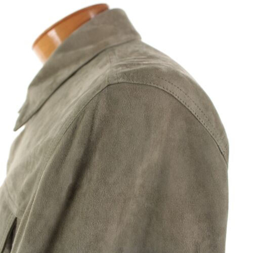 Luciano Barbera NWD 100% Leather Overshirt Size 52 (L US) In Solid Green - Picture 7 of 17