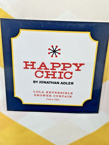 NUOVA tenda doccia reversibile Jonathan Adler Lola design Chevron Happy Chic 2013 - Foto 2 di 9