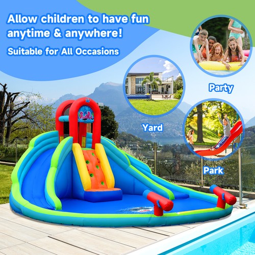 Inflatable Waterslide Dry&Wet Bounce House w/Upgraded Handrail Without Blower - Picture 5 of 8