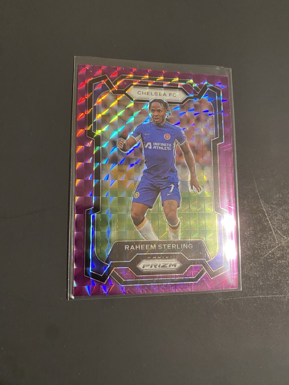 Raheem Sterling 2023-24 Panini Prizm Premier League Purple Mosiac #184 36/140