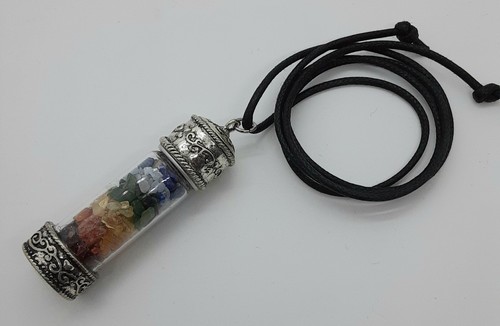 CHAKRA PIEDRAS PRECIOSAS VIAL COLGANTE COLLAR CORDÓN NEGRO - Imagen 3 de 3