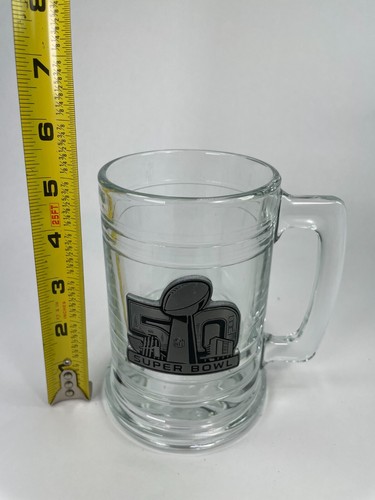 NFL Super Bowl 50th Beer Glass Carolina Panthers Vs Denver Broncos Pewter 2016 - Picture 8 of 12