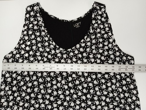 Damenbluse schwarz weiß Blumenmuster Tanktop Größe Large Top Shirt gebraucht, in einwandfreiem Zustand - Bild 5 von 6