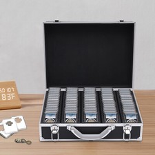Storage  Display Aluminum Black Box Case Holds 100 Coin Holders Slabs with Keys