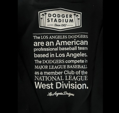 ***NEW ERA KOREA EXCLUSIVE ***EMBROIDERED LOS ANGELES DODGERS LARGE BLACK HOODIE - Picture 5 of 7
