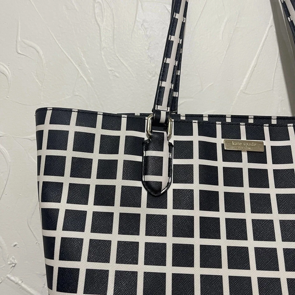 Bolso/cartera Kate Spade “Dally” negro/marfil a cuadros Foto 4 de 4