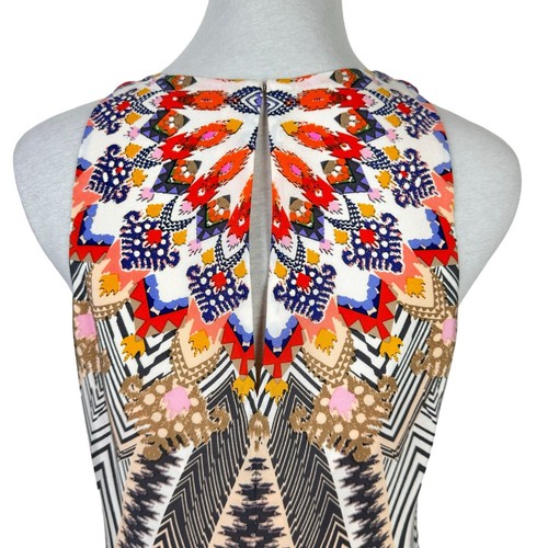 Anthropologie HD in Paris Solstice 4 Print 100% Silk Sleeveless Midi Shift Dress - Picture 5 of 9