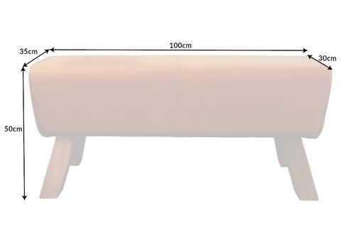 Sitzbank TURNBOCK 100cm cognac Echtleder Mangoholz Retro Sitzhocker Lederbank - Bild 8 von 9