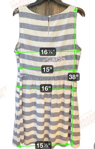BeachLunchLounge NWT Sz M Blue Stripe Linen Cotton Pocket Fit Flare Dress - Picture 10 of 11