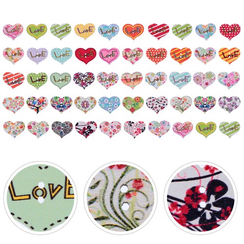 100 Pcs Unique Decors Peach Heart Buttons Two-hole Fasteners - Picture 7 of 12