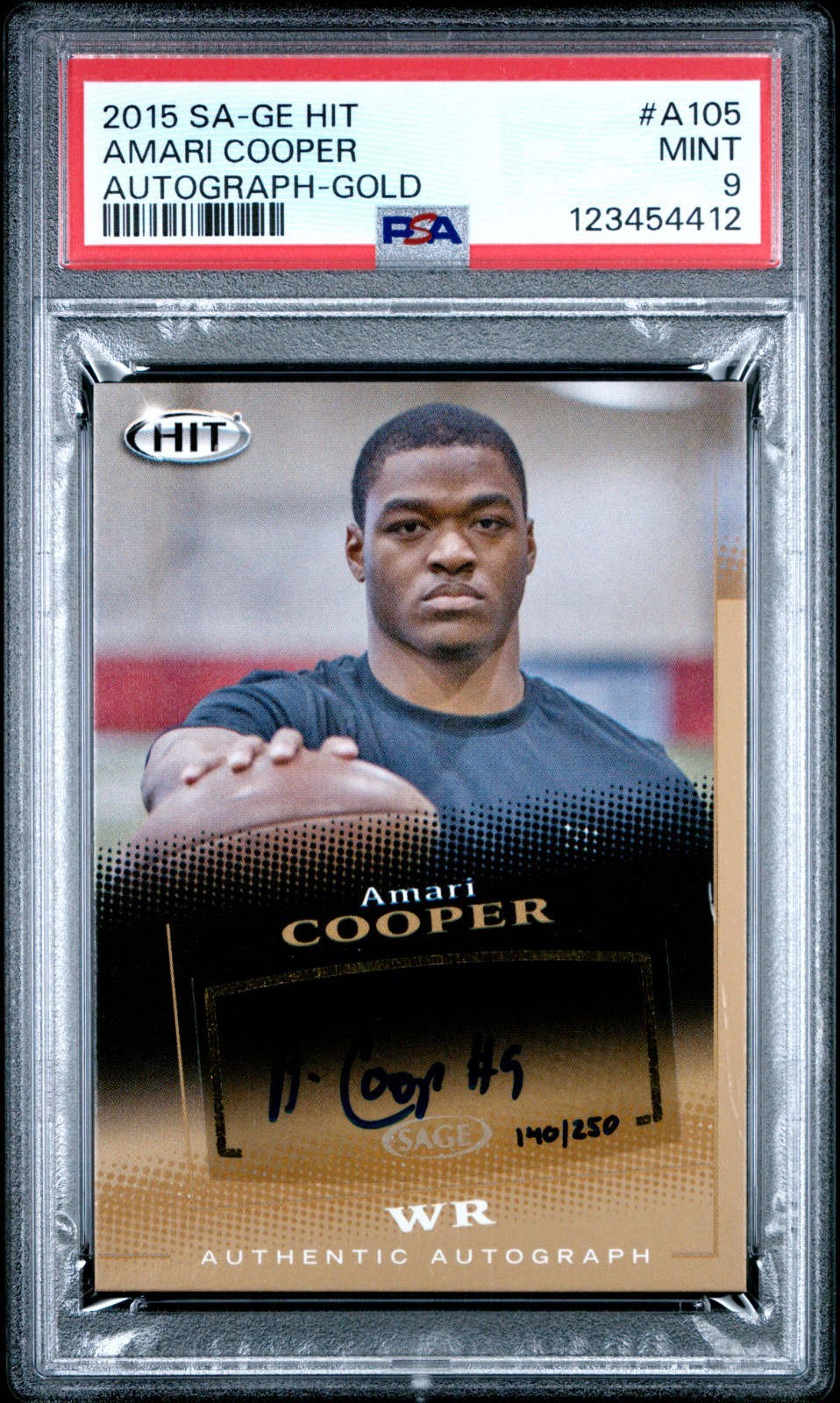 2015 Sage Hit #A105 Amari Cooper Rookie Autographs RC Auto Gold /250 PSA 9 Mint