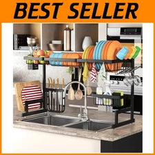 Adjustable 2 Tier Dish Drainer for Kitchen Organization