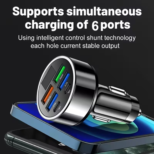 6-in-1 Schnell Auto Ladegerät mit USB-C, Dual PD & QC3.0, 4 USB Ports - Bild 3 von 8