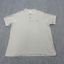 Lacoste Polo Shirt Mens 3XL Beige 100 Cotton Pique Croc Logo Knit Casual
