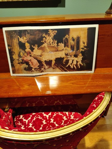Woman At Piano "Sweet Harmony" Cherubs Play/Dance French Fantasy Print 25"x 29" - Picture 8 of 12