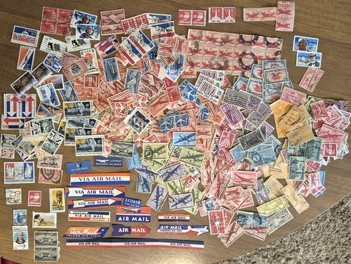 VTG US AIRMAIL Stamps Lot of 500 Used Off Paper F-XF NH Nice Collection Ck Pics - Picture 1 of 8