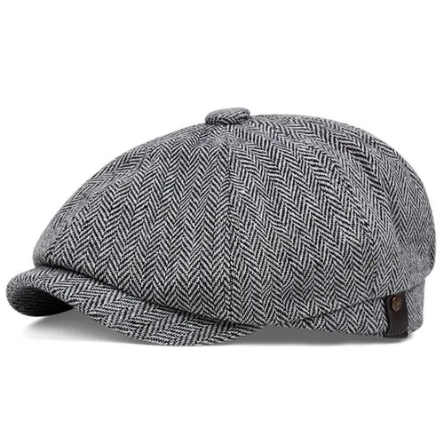 Newsboy Hat Peaky Blinders Cap Gatsby Beret Tweed Baker Herringbone 100% Cotton - Picture 2 of 19