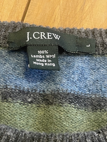 Vintage J Crew Mens Sweater Sz L Stripe Lambs Wool Colorful Hong Kong - Picture 2 of 9