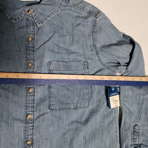 NEW Arizona Chambray Long Sleeve Shirt Womens Small S Blue Pocket Button Up NWT - Picture 7 of 9
