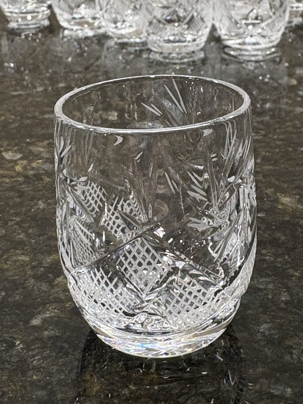 Original NEMAN 11 Russian Cut Crystal Shot Glasses 1.7 oz  Vodka Pinwheel Cut