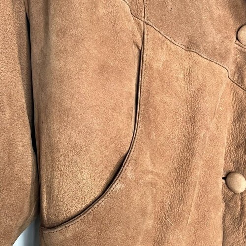 Adventure Bound Wilsons Suede Leather Insulated Mid Trench Coat Jacket Tan Men - Picture 7 of 16