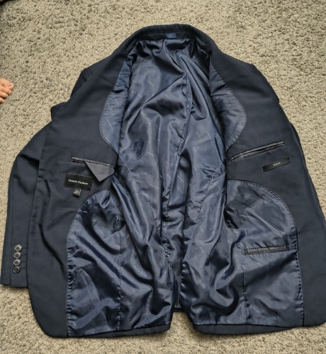 Victorio Couture Suit Jacket and Pants Size 30s Slim Fit Navy Blue - Picture 7 of 9