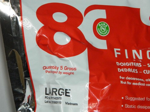 SEALED BAG QRP Qualatex XC 8C Latex Black Static Dissipative ESD Fingercots SZ L - Foto 3 di 6