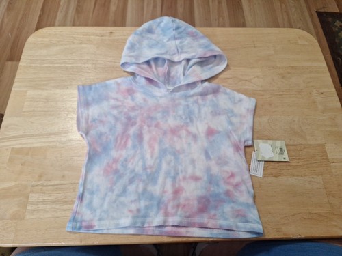 New Girls Size 5t Cropped Short Sleeve Hoodie, Blue By Garanimals - Picture 1 of 3