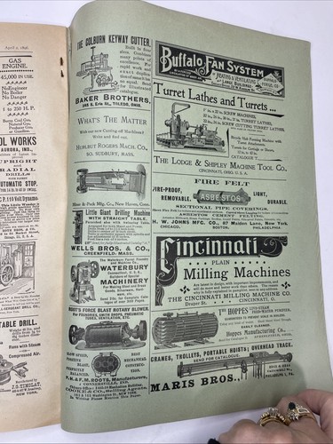 Vintage RARE AMERICAN MACHINIST MAGAZINE April 2, 1896 Vol 19 - Imagen 8 de 9
