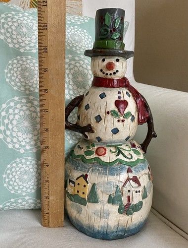 2003 Jim Shore Heartwood Creek Winter leichter Schneemann Türstopper 12" Metall schwer - Bild 5 von 5