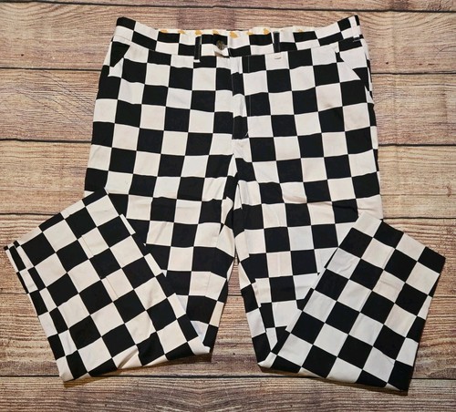 Loudmouth Golf Herren 42x32 schwarz/weiß karierte Hose Chinohose John Daley - Bild 1 von 9