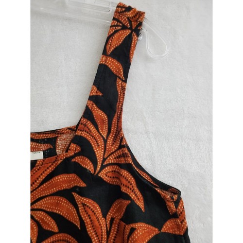 Rachel Zoe Women’s Small Palm Print Button-Front Tank Top Linen Blend Sleeveless - Picture 3 of 7