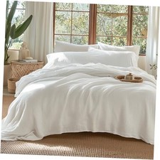 100 Muslin Cotton Duvet Queen 90" x 90" 02 - Muslin - White No Comforter