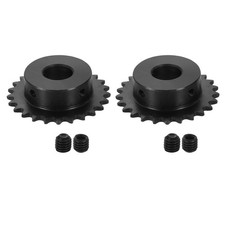2Pcs #25 Chain Roller Sprocket 15mm Bore 1/4" Pitch 25 Tooth with Set Screws