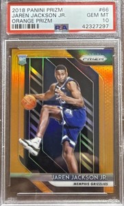 2018-19 Panini Prizm #66 Jaren Jackson Jr Orange Prizm /49 Rookie RC PSA 10