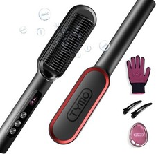 TYMO Ring Plus Ionic Hair Straightener Brush - Straightening Comb with Red