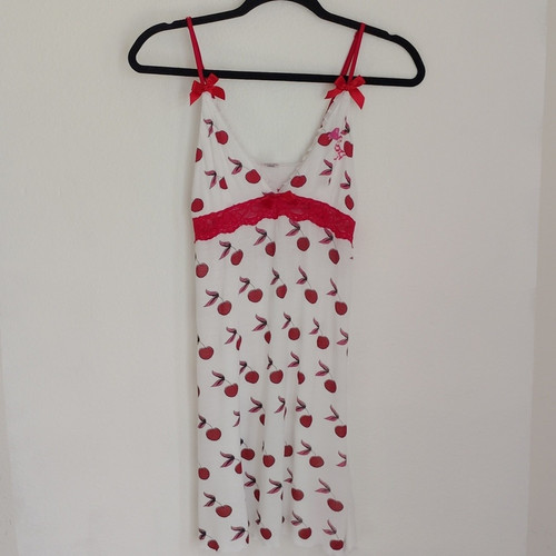 Vestido sin cordones Ed Hardy para mujer lencería mini babydoll talla L estampado de cereza encaje Y2K - Imagen 1 de 9