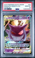2019 POKEMON SUN & MOON GENGAR & MIMIKYU GX 53/181 TEAM UP PSA 10 GEM MINT