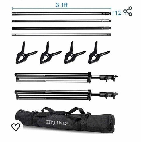 12ft x 10ft Studio Heavy Duty Adjustable Photography Muslin Backdrop Stand Set - Picture 3 of 10