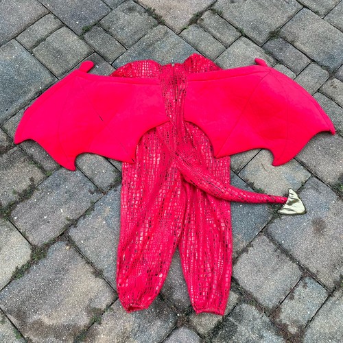 Pottery Barn Kids Red Dragon Costume Size 3T With Hat Hood 3 Toddler Boy Girl - Picture 9 of 15