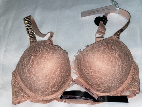 VICTORIA SECRET BOMBSHELL BRA ADD 2 CUP PLUNGE Super Push UP NEW Shine Strap - Picture 89 of 90