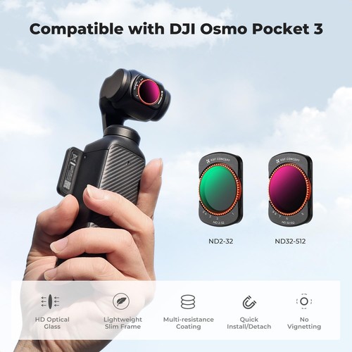 K&F CONCEPT ND2-ND32 & ND32-ND512 Kit Neutral Density CPL for DJI Osmo Pocket 3 - Picture 32 of 36