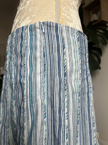 Per Una M&S Blue Linen Cotton Blend Skirt Size 12 L long Length Panelled - Picture 4 of 12