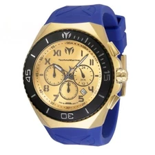 Technomarine Manta Ocean Men's 48mm Watch Gold Black Blue Silicone TM-220018 NEW