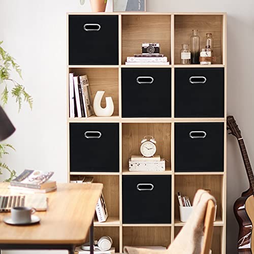 11 Inch Foldable Storage Bins ,Fabric Cubes Organizer Baskets with 2 Pack Black - Picture 5 of 8