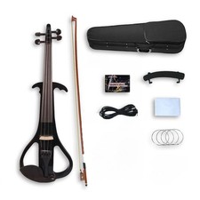 4/4 Full Size Electric Violin Black Made of ebony Free Case Bow accessories