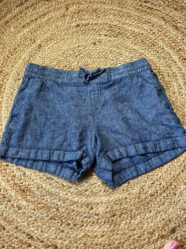 Old Navy Leinenmischung Shorts mittelblau Pull-On Stretch dehnbare Taille mittelhoch